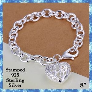 Sterling Silver Hollow Heart Bracelet